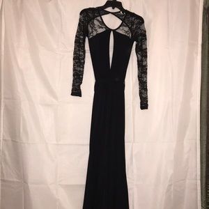 Extra long black laced dress
